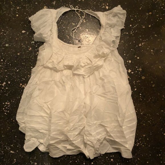 Free People Hailey Mini Dress Ivory White Ruffle Gauze Boho XS NWT $148 - Picture 6 of 7